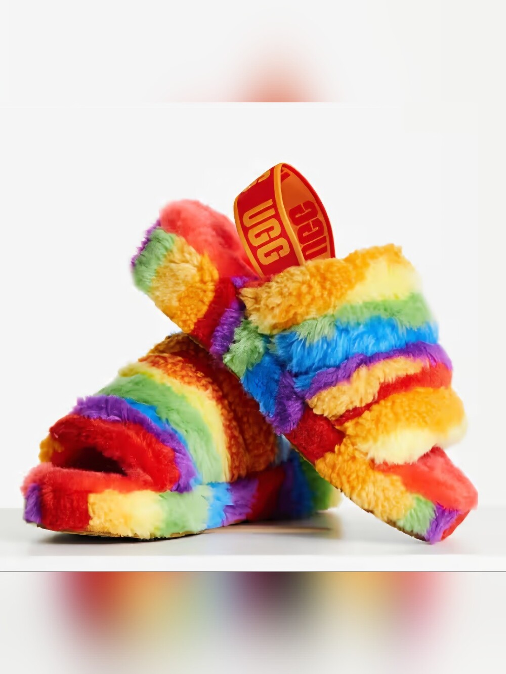 UGG. Rainbow Fluff Slides. Multicolor. Size 7-8 Adults. EUC